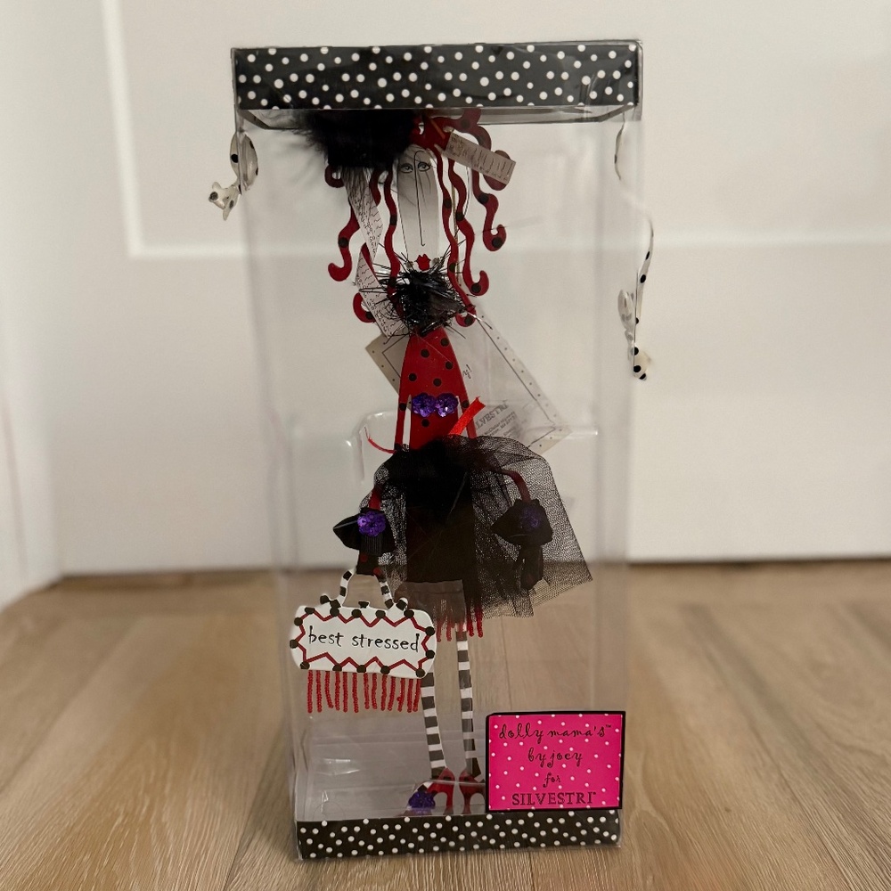 WOMEN'S GIFT-DOLLY MAMA "BEST STRESSED" FUN METAL DOLL-NEW IN BOX-UNIQUE GIFT!